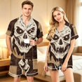 thumbnail image 2 of JULMCOMO Halloween Matching Pajamas for Couples Horror Skull Print Short Sleeve Soft Party Two Piece Sets Loose Fit Holiday Lounge Sets White-Women L, 2 of 6