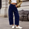 thumbnail image 2 of GEWSEY Womens Corduroy Pants High Waisted - Wide Leg Pant Casual Loose Trousers with Pocket Fall Winter Outfits (Blue, S), 2 of 6