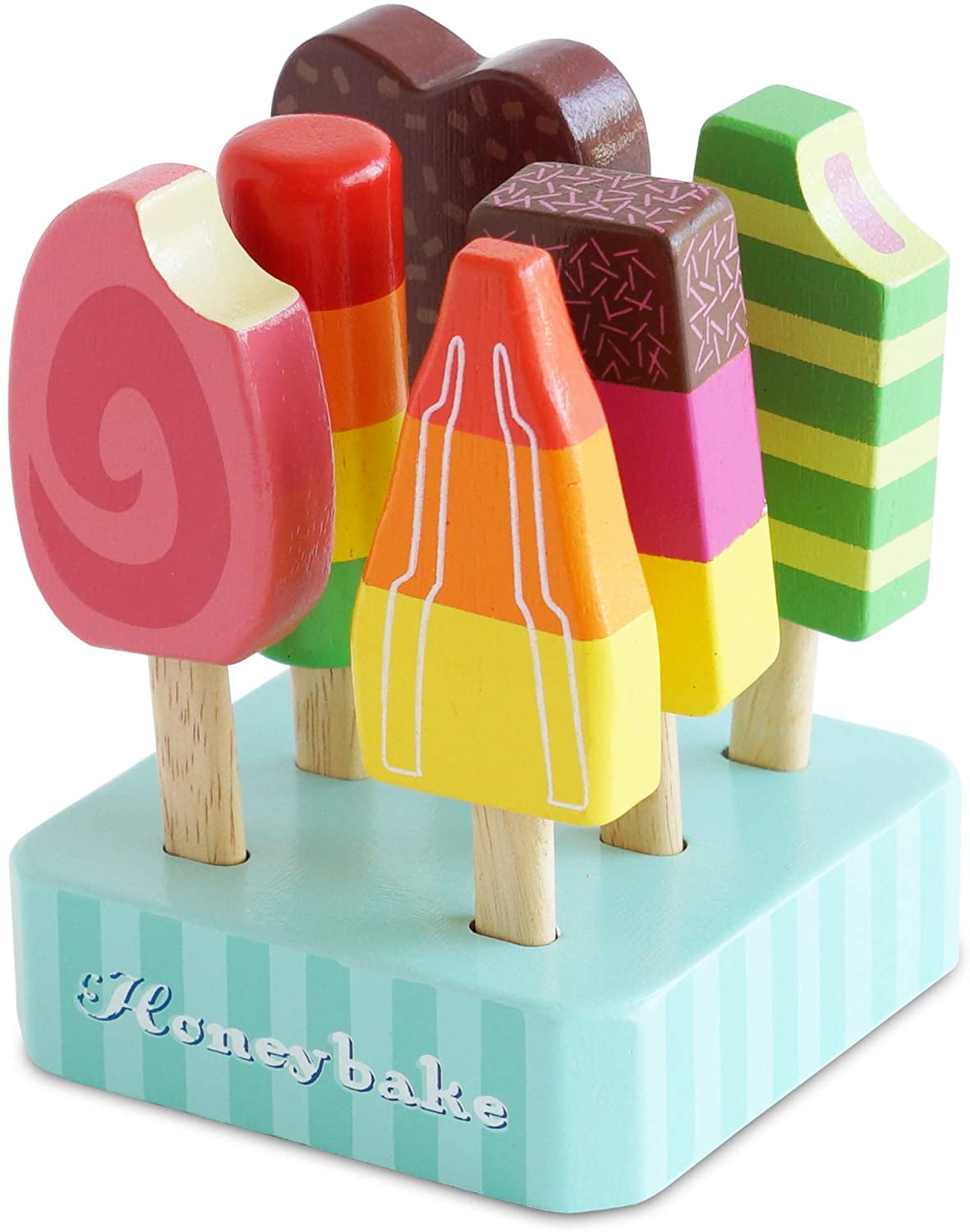 Educational Wooden Toy Honeybake Colourful Wooden Carlos Gelato Pretend Ice Cream Toy 2+ Years Le Toy Van 12 Pieces Great Role Play Gifts For A Boy Or Girl 