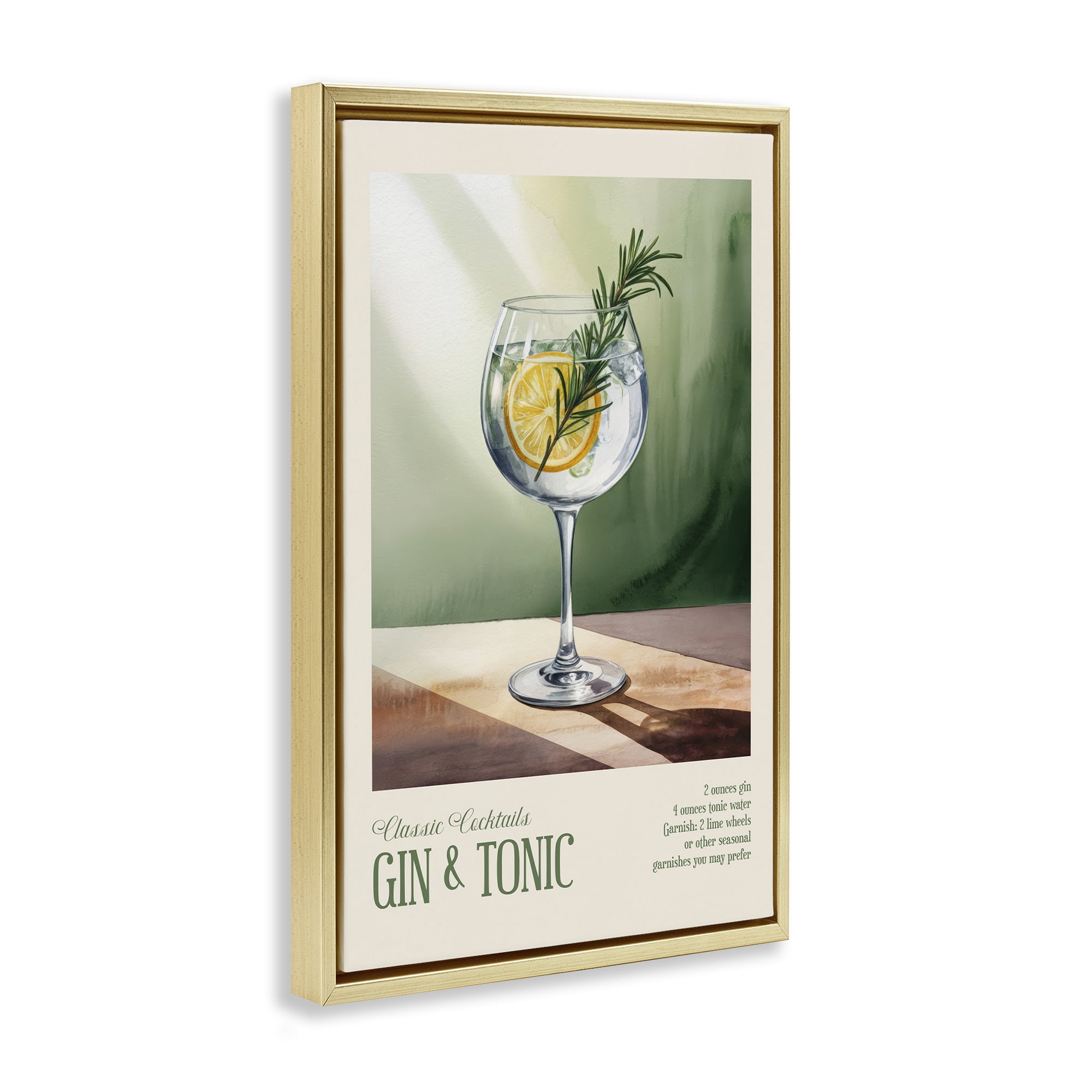 Stupell Industries Gin & Tonic Sun Rays Gold Framed Floater Canvas Wall Art, design by Andreas Magnusson