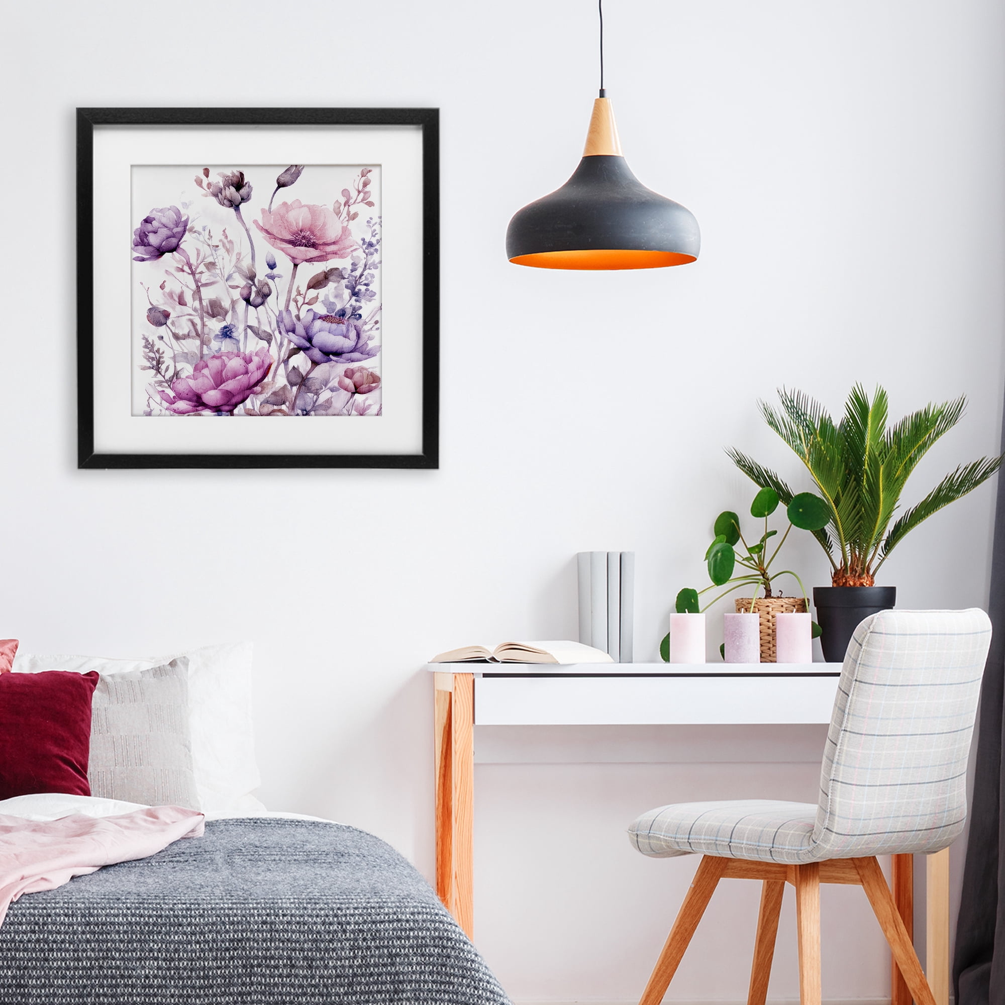 Stupell Industries Purple & Pink Florals Black Framed Print Under Glass, design by Kim Lewis