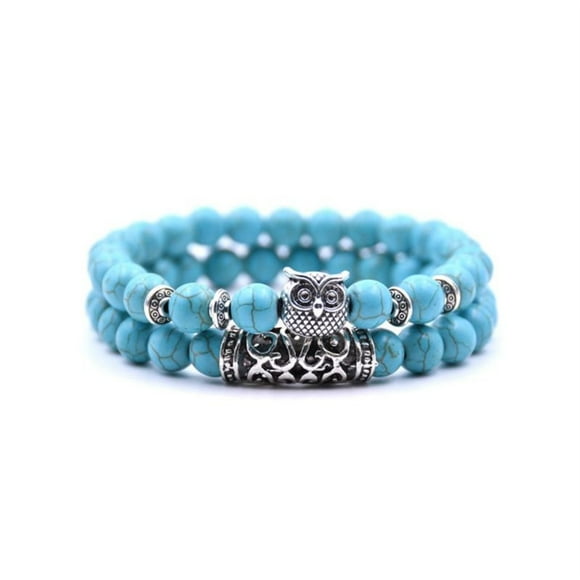 Wentin Bracelets Clearance! Natural Stone Owl Bracelet Natural Stone Owl Beaded Bracelet Volcano Rock Red Pin E Versatile Couple Bracelet