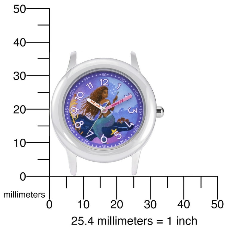 Disney Little Mermaid Live Action Movie Ariel Sebastian Kids Girls Stainless Steel Time Teacher Watch Purple Hook and Loop Nylon Strap with Pink Backing Kids Watch WDS001410 Walmart