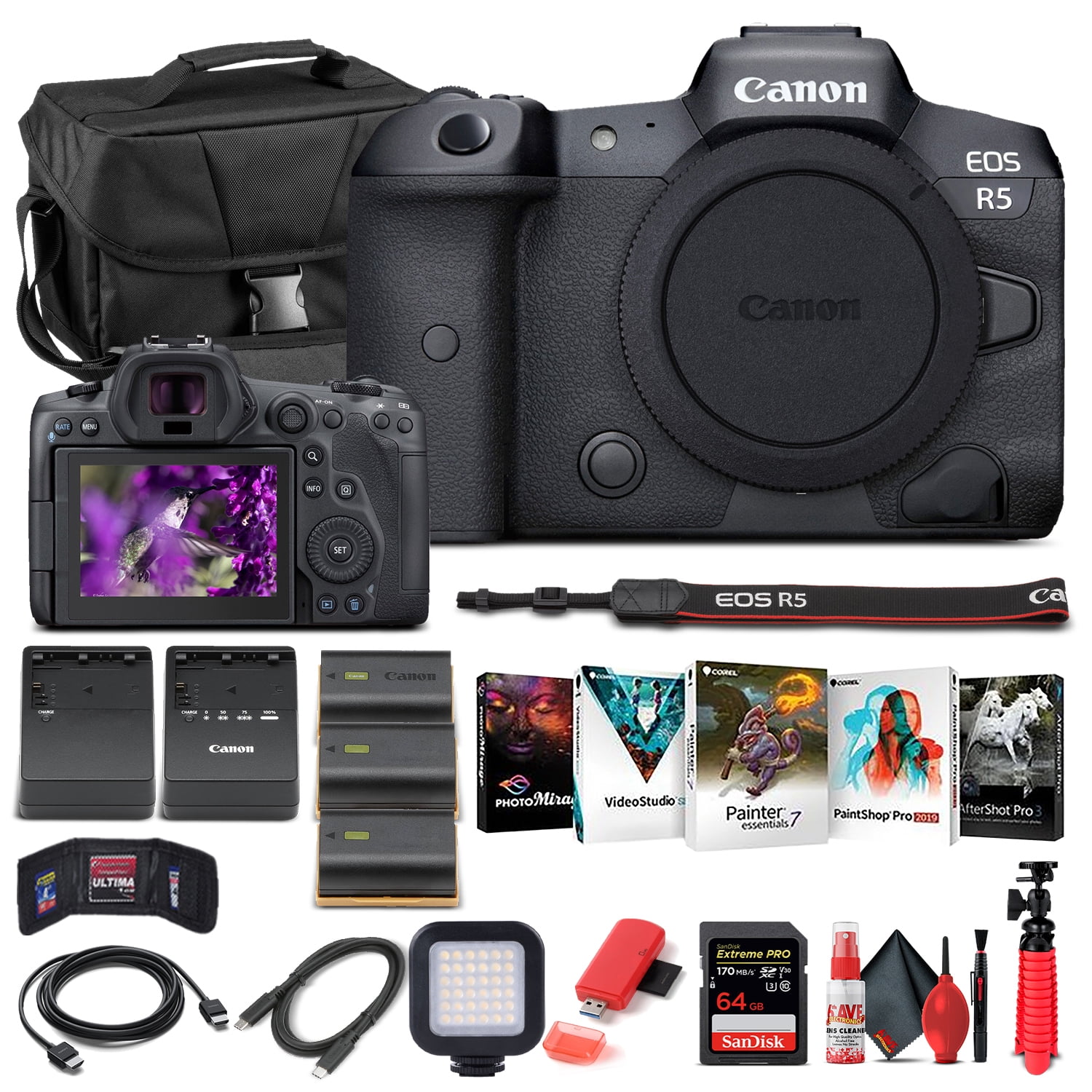Canon EOS R5 Mirrorless Camera Body Only 4147C002 - Advanced Bundle(International Model)
