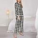 thumbnail image 3 of Balery Houndstooth Black And White Conjunto de Pijama con Estampado para Mujer, Conjunto de Dos Piezas con Manga Larga, Ropa de Dormir Suave con Bolsillos, Pijamas Cómodos-Medium, 3 of 7