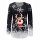 thumbnail image 4 of Blusa navideña de manga larga con cuello en V y estampado de copos de nieve informal a la moda para mujer Fridja FKASFK4265, 4 of 5