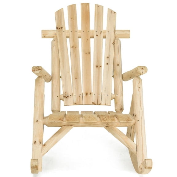 Spaco Outdoor Wood Rocking Chair, Lounge Patio Rocking Chair,Smooth Porch Rocker for Deck Lawn Yard