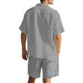 thumbnail image 3 of Ohufall Mens Gym Sport Short Sets Outfits 2 Piece Summer Tracksuit Sets Fashion Casual Short Sleeve Botton Down Lapel Shirt and Shorts with Pockets, 3 of 3