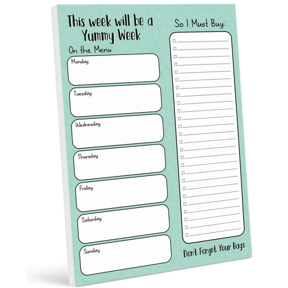 Inkdotpot Weekly Meal Planner Notepad 7"x10 , "This Week Will Be A Yummy Week" Magnetic Meal Planning Pad with Tear Off Grocery Shopping List for Fridge- Kitchen & Home - 54 Sheets -VN