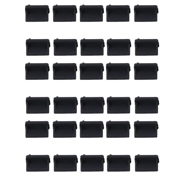 30 Pcs Silicone USB Port Plug Dustproof Plug Stopper Protection Cap Black