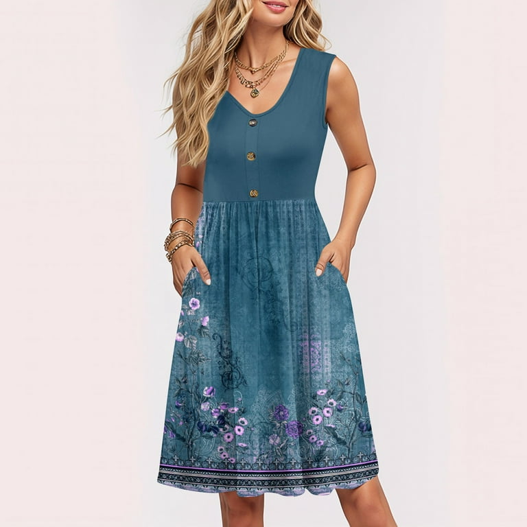 sachin and babi light blue dress PRETTYGARDEN Women's Summer Maxi Dress Casual Wrap Floral Boho Short S main image 1
