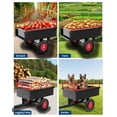 thumbnail image 3 of Heavy-Duty 750 LBS Capacity Poly Dump Cart - Quick-Release Dumping, 10" Tires, 15 Cubic Feet Steel Trailer for Garden, Yard & Towing Behind Lawn Mower, 3 of 7