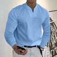 thumbnail image 2 of JINMGG Mens Tops Clearance under $5,Men Casual Solid Sports Long-sleeved V-neck Fitness Training Clothes T-Shirt Top,Blue S, 2 of 9