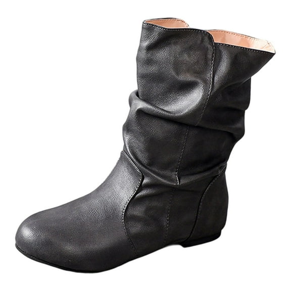 Fashionable Women's Mid Calf Boots with Comfortable On Design for Casual and Work Occasions Versatile Solid Color Classic Style for All Seasons Footwear