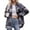 Dark Gray, variant on Fashion Plaid Botton Jackets for Womens 2024 Plus Size Long Sleeve Turndown Collar Round-Neck Button Casual Elastic Comfy Blouse Shirts