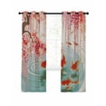 thumbnail image 7 of Cherry Blossoms Blackout Curtains for Bedroom/Living Room, Farmhouse Rustic Goldfish Burlap Thermal Insulated Kitchen Drapes with Grommets, Light Blocking Window Treatment, 2 Panels 52" x 90", 7 of 7