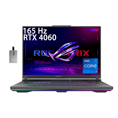 ASUS ROG Strix G16 16'' WUXGA 165Hz Gaming Laptop, NVIDIA GeForce RTX 4060, Intel Core i7-13650HX, 16GB DDR5 RAM, 512GB SSD, RGB 4zone Backlit Keyboard, Win 11, Gray, 32GB Hotface USB Card