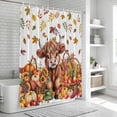 thumbnail image 6 of Thanksgiving Cattle Shower Curtain, Waterproof Shower Curtains for Bathroom, Fall Harvest Pumpkin Corn Leaves Autumn Washable Fabric Bathtub Curtain Set Bath Decor with 12 Hooks Stall 36"x72", 6 of 8