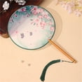 thumbnail image 7 of Vintage Round Printed Fan Chinese Dance Classical Costume Palace Hanfu Round Fan Translucent Ancient Style, 7 of 7