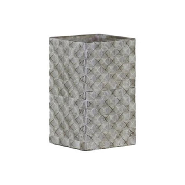 Urban Trends Collection 51502 Cement Tall Square Pot with Embossed Rectangle Design Body, Gray - Large