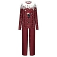 thumbnail image 4 of ChaoHeng Two Piece Outfits for Women Christmas Long Sleeve Round Neck Tops with Pants Sets(Wine,XXXXXL), 4 of 4