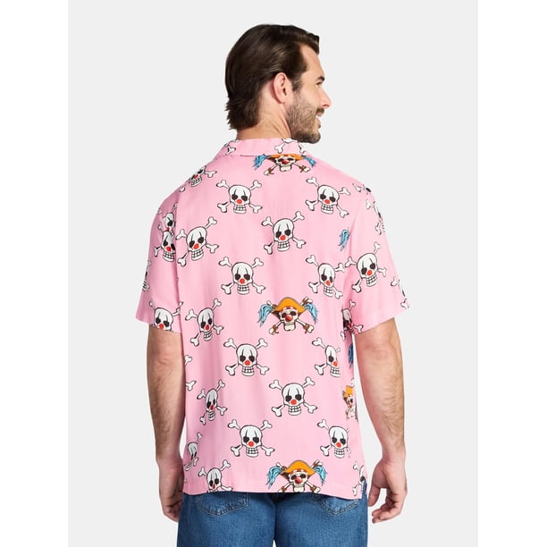 One Piece Men's and Big Men's Graphic Button-Up Shirt, Sizes XS