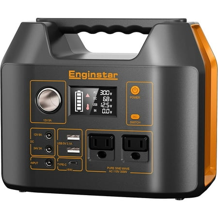 300W Portable Power Station 296Wh Solar Generator with 2 AC Outlets and 80000mAh Battery for Camping and Emergencies