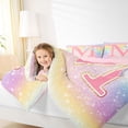 thumbnail image 4 of Homewish Ribbon Initial M Letter Queen Comforter Set, Dreamy Cartoon Rainbow Bedding Sets, Glitter Stars Print Reversible Bedding Comforter Set, Microfiber Bedroom Decor, 3 Pieces, 4 of 8