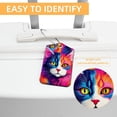 thumbnail image 3 of Cartoon Cat Square PU Leather 2 Pack Travel Tag - Bag Tag - Suitcase Tag with Privacy Cover and Stainless Steel Ring - Suitable for Travel, Backpack, and Handbag, 3 of 7