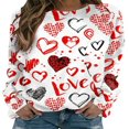 thumbnail image 1 of PENGXIANG Femmes Saint-Valentin Pull-Over Sweat-Shirts Coeur Lettre Imprimé Manches Longues Col Rond Tops Blanc Rose Coeur L, 1 of 4