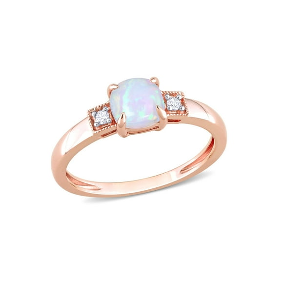 Gem & Harmony 1.20 Carat (Ctw) Blue Opal Ring in 10K Rose Pink Gold for Women