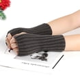 thumbnail image 2 of PINQI Ladies Warm Gloves for Riding&nbsp;Women Cold Weather Insulated Solid Color Multicolor Wool Short Striped Knit Half Finger Gloves Gloves Mitten Fingerless Arm Gloves(A,One Size), 2 of 5