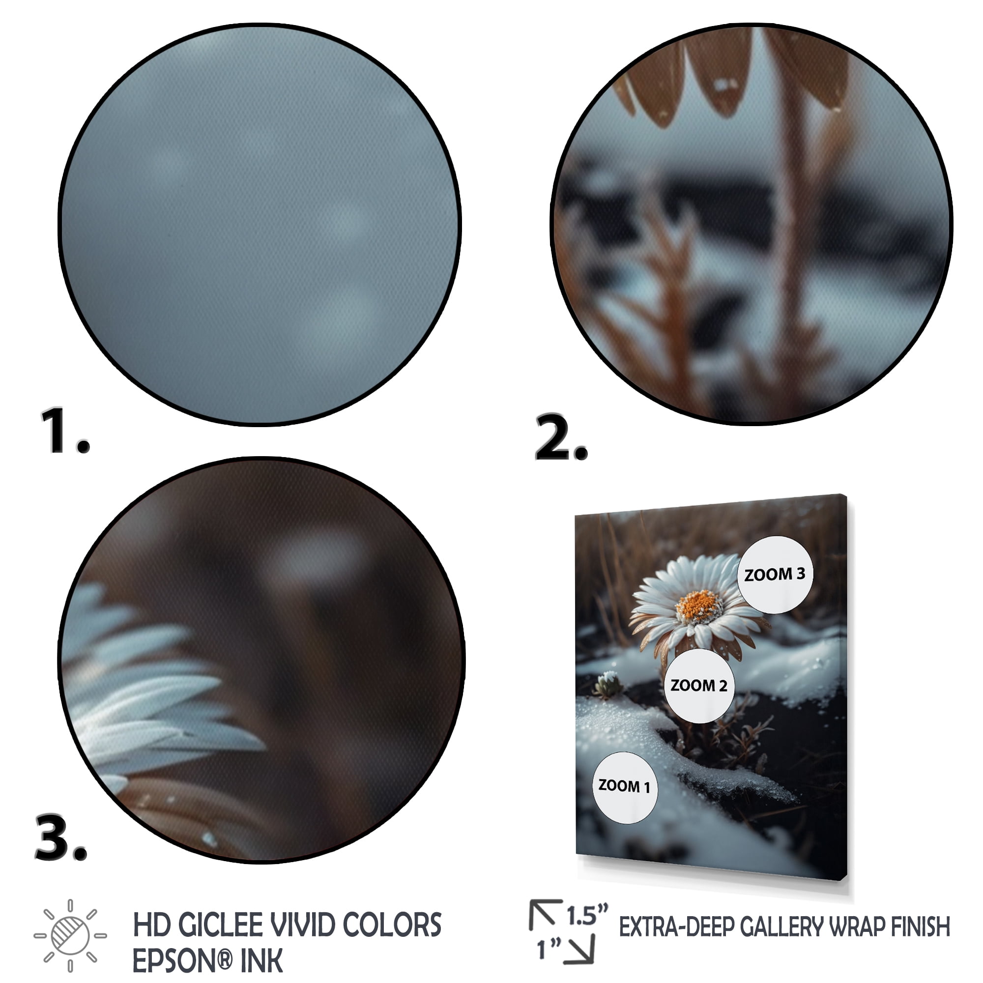Designart A Blooming White Daisy Flower In Winter Canvas Wall Art