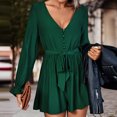 thumbnail image 4 of Mono con mangas acampanadas para mujer pantalones cortos plisados ​​informales mono holgado elegante, 4 of 7