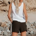 thumbnail image 6 of Audhol Linen Shorts for Women, Women's Fashion Casual High Waist Pants Straight Leg Sports Casual Loose Shorts Linen Drawstring Shorts Women Coffee L, 6 of 7