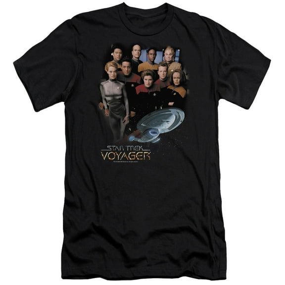Star Trek Voyager Crew Adult 30/1 T-Shirt Black