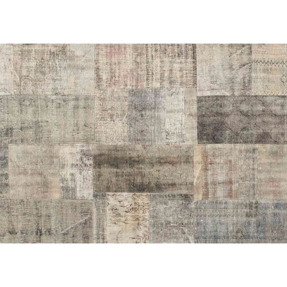 Ahgly Company Indoor Rectangle Contemporary Khaki Green Patchwork Area Rugs, 2' x 4'