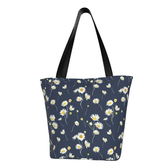 Fotbe Daisies Flowers Pattern Beach Tote,Shoulder Handbag,Spacious Tote Bag,Lightweight Travel Bag,Versatile Shopping Bag