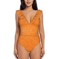 thumbnail image 2 of Yiaed Orange Glitter2 Print Women's Ruffled One Piece Swimsuit V Neck Swimwear Slimming Monokini for Woman-XX-Large, 2 of 8