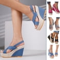 thumbnail image 6 of Lovskoo 2024 Women's Wedge Sandals Open Toe Summer Casual Dressy Ankle Strap Platform Sandals Pink, 6 of 6