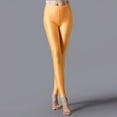 thumbnail image 3 of AWXNJUX Leggings for Women Glossy Casual High Waisted Elastic Yoga Pants for Women Wearing Slim Fitting 9 Point Candy Colored Leggings Dressy Leggings for Women (Yellow1,One Size), 3 of 4