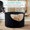 thumbnail image 2 of XLarge Round Cotton Rope Storage Basket Bin Organizer Laundry Hamper with Leather Handles, 21 x 21 x 14, Extra Large Blanket Woven Toy Basket for Baby Nursery - Black, 2 of 5
