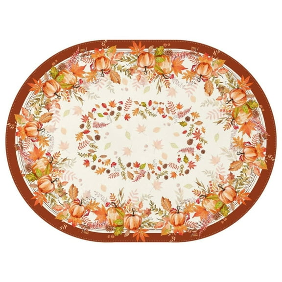 Oval Table Cloth Thanksgiving Pumpkin Fall,Wrinkle Resistant Table Cover with Polyester,Waterproof Reusable Tablecloths for Home Decor Summer Spring Picnic Dining Holiday (Oval,54x72inch)