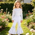 thumbnail image 6 of Girls Fashion Bowknot Flared Trousers Solid Casual Pants, 6 of 9