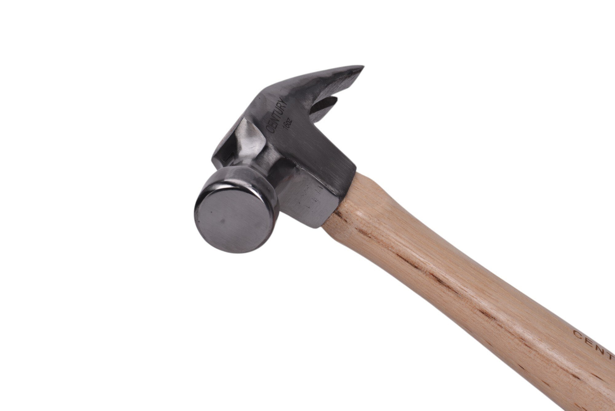 Century Drill & Tool 72276 Straight Claw Hammer, 16oz, Drop-Forged Steel, Hickory Wood Handle, Durable Ripping Hammer for Carpentry, Demolition & DIY
