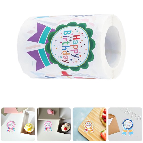 IFANLANDOR 200Pcs Happy Birthday Badge Stickers Self Adhesive Decals for Party Scrapbooking Cards