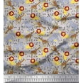 thumbnail image 1 of Soimoi Gray Cotton Poplin Fabric Lion,Giraffe & Elephant Kids Print Sewing Fabric BTY 56 Inch Wide, 1 of 1