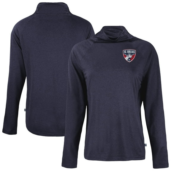 Women's-Cutter & Buck  Navy FC Dallas Coastline Epic Comfort Eco Recycled Funnel-Neck Top