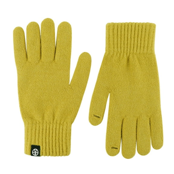 MIASHUI Couple's Winter Outdoor Knit Gloves, Solid Color Touchscreen Gloves for Men and Women, Cold Weather Warmth Yellow
