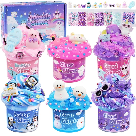 Kit de slime LAWOHO de 6 unidades Butter, Cloud y Clear para niños